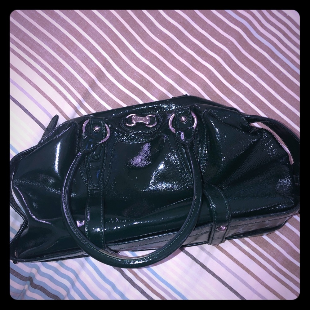 Michael Kors patent green arm purse